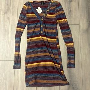 NWT Urban Outfitters Long Sleeve Henley Mini Dress